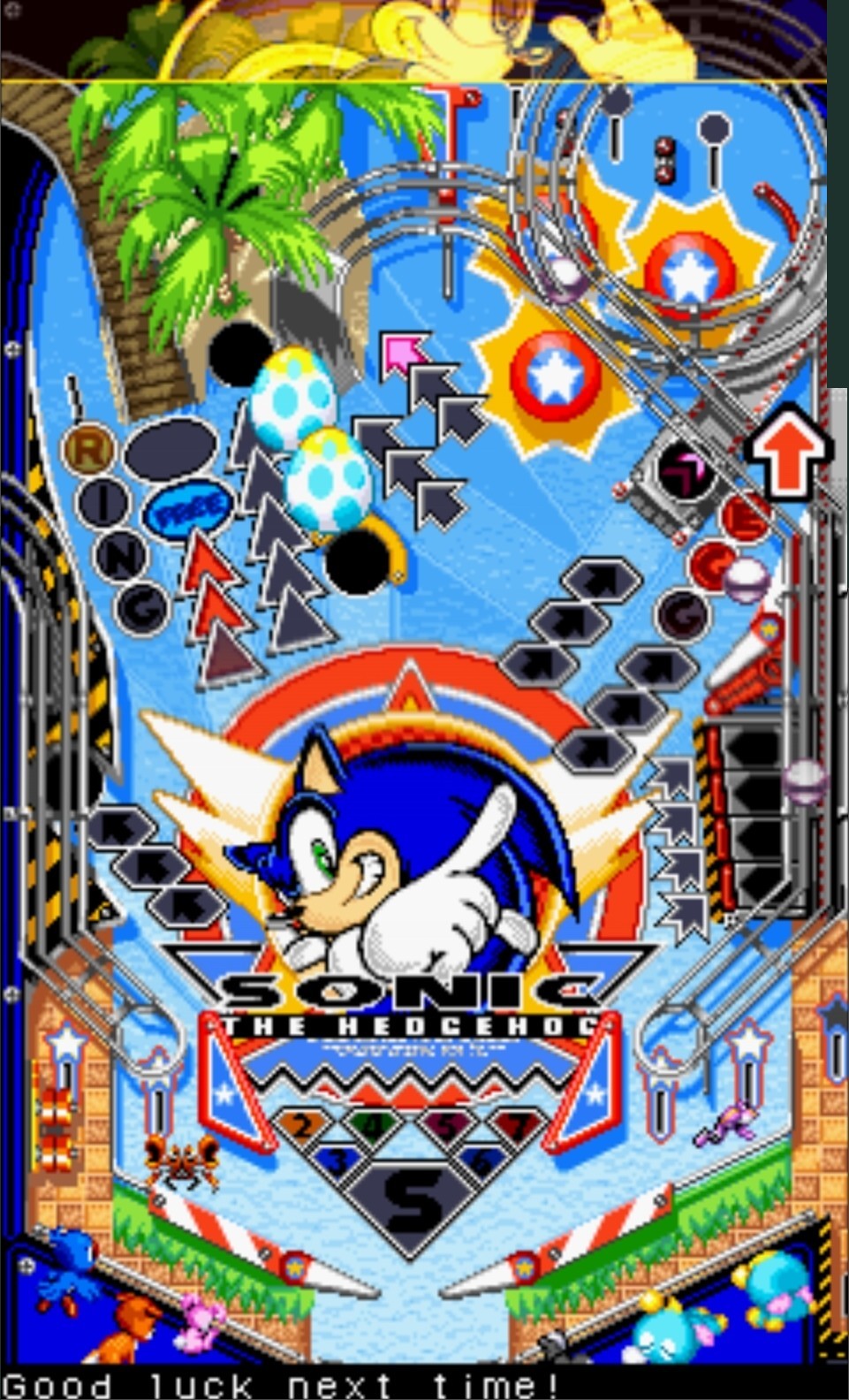 playfield of The Hedgehog (Sonic Pinball, Gameboy 2003)